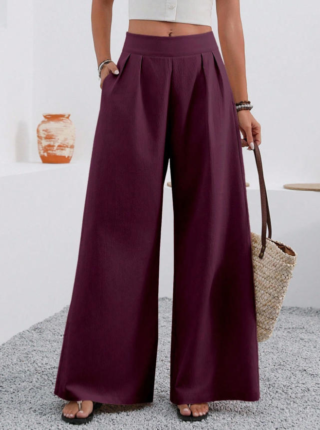 Women's High-Waist Wide-Leg Trousers with Pockets