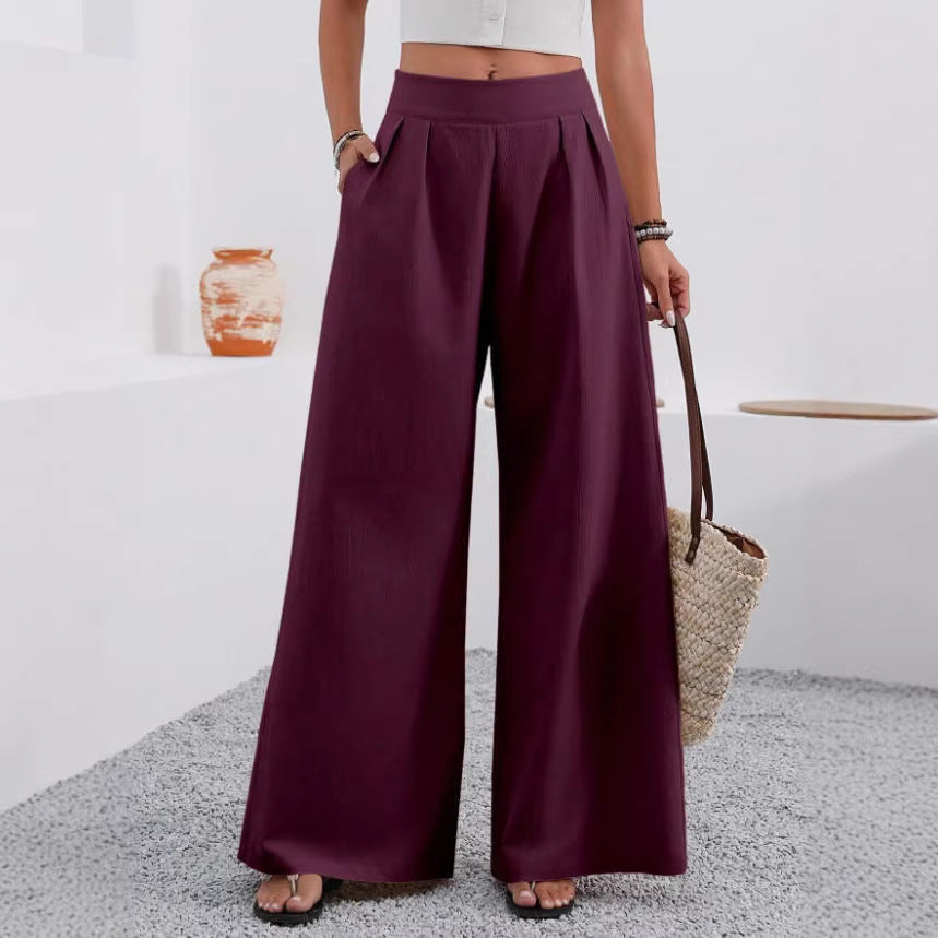 Women's High-Waist Wide-Leg Trousers with Pockets