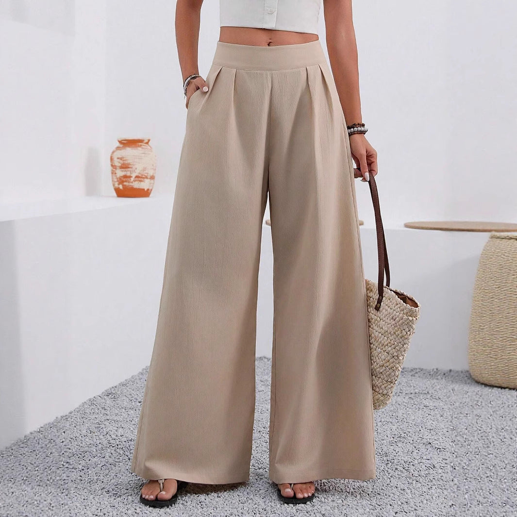 Women's High-Waist Wide-Leg Trousers with Pockets