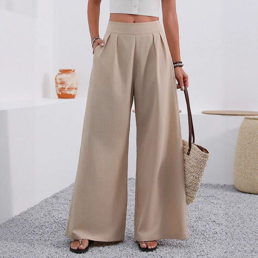 Women's High-Waist Wide-Leg Trousers with Pockets