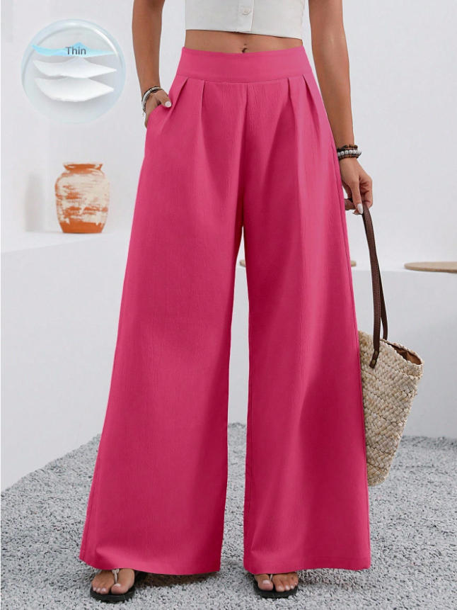 Women's High-Waist Wide-Leg Trousers with Pockets