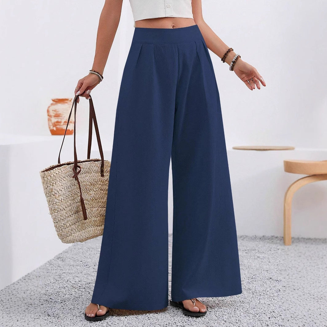 Women's High-Waist Wide-Leg Trousers with Pockets
