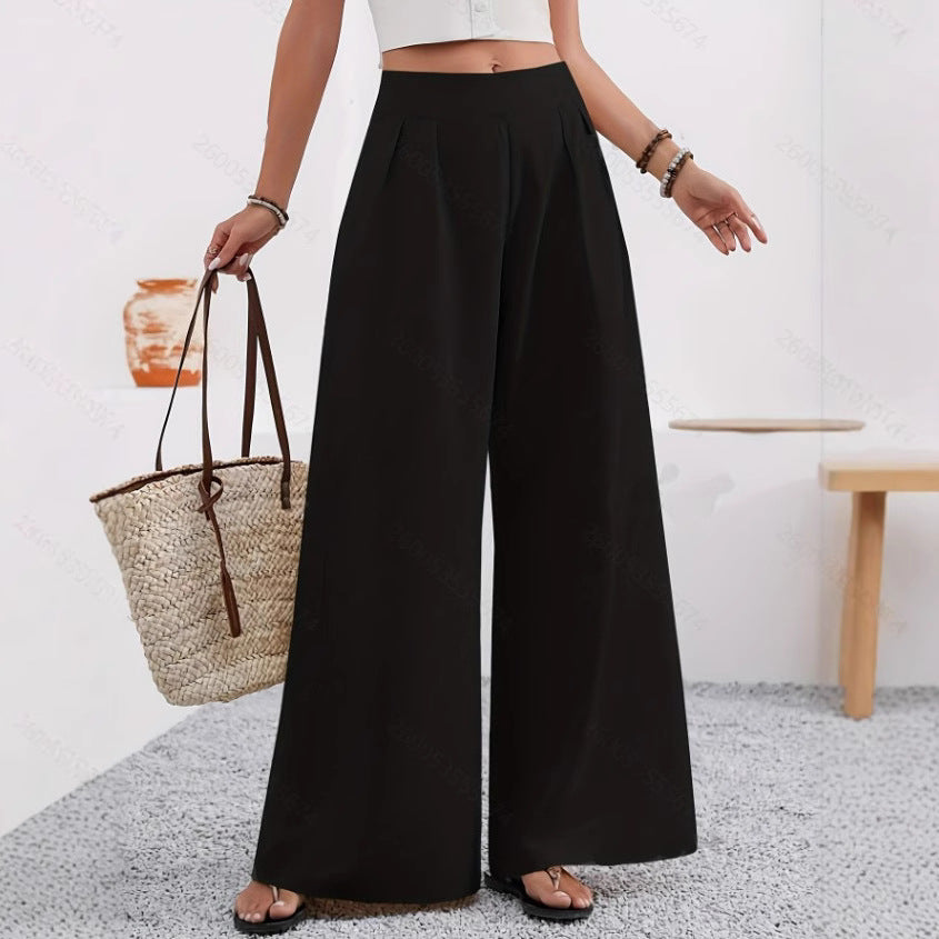 Women's High-Waist Wide-Leg Trousers with Pockets